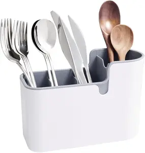 Amazon Basics Countertop & Wall Organization for Utensils, White & Grey