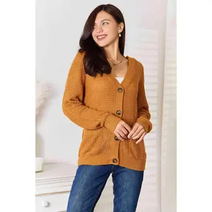 Double Take Drop Shoulder Button Down Cardigan with Pockets, Also Plus sizes