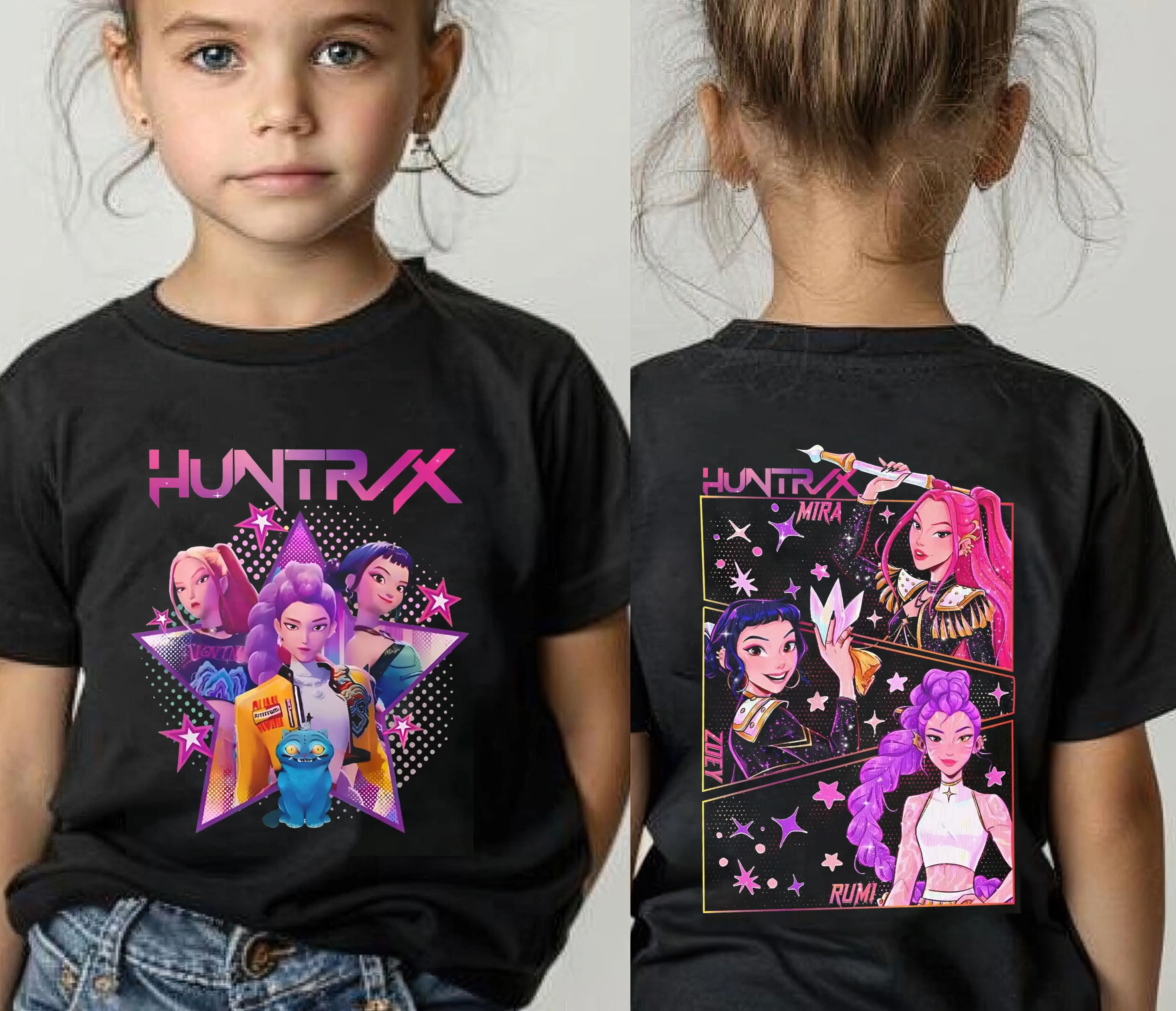 [Sale Up To 50%] Huntrix Shirt, Demon Hunters Kids Shirt, Huntrix Girls T-Shirt, Mira Rumi Joey Shirt, Kpop Movie Shirt, Demon Hunter Merch, Gift For