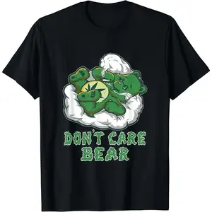 Short Sleeve Funny Bear Smoking Weed Cannabis Marijuana Stoner Gift T-Shirt for Men Women