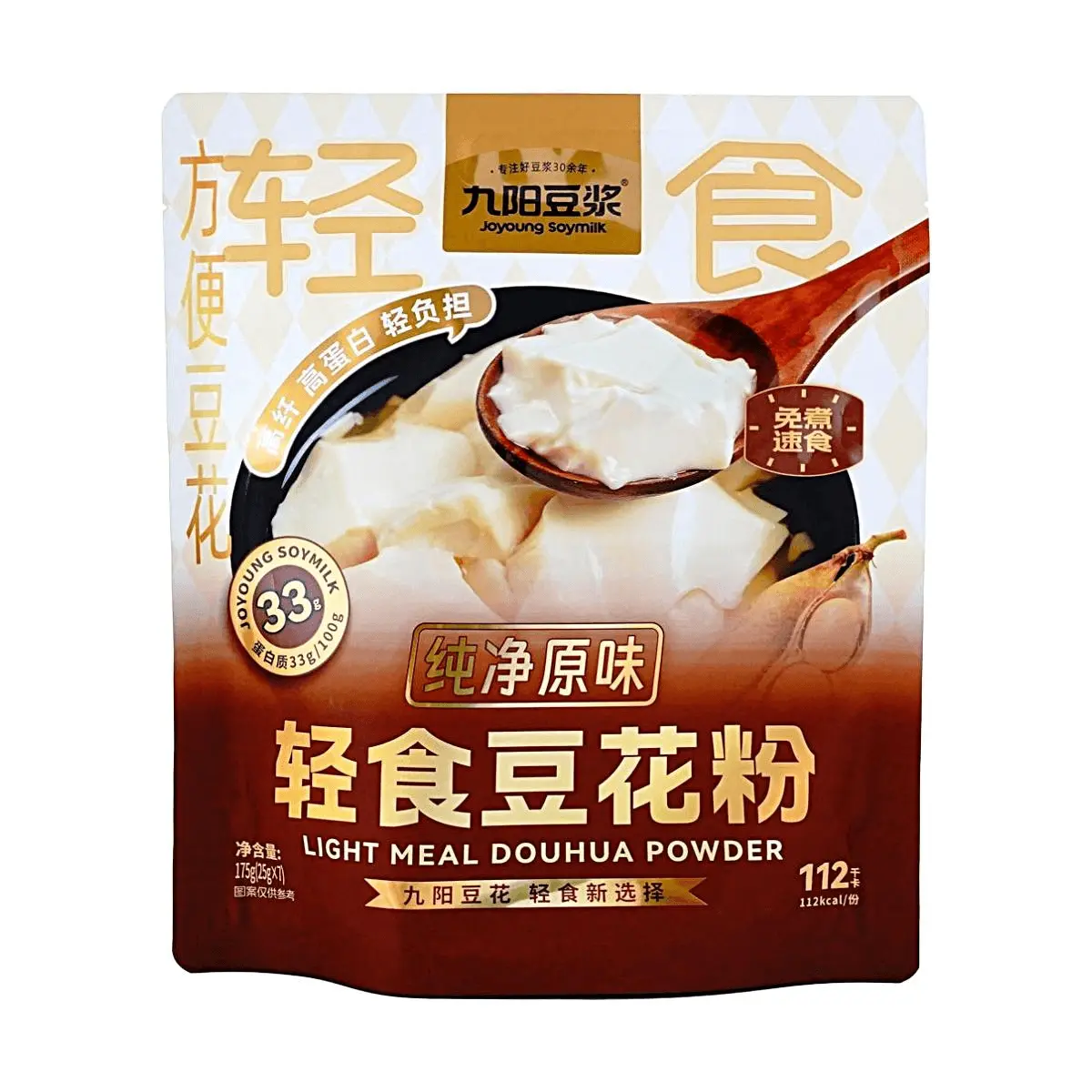 Joyoung Original Silken Tofu Pudding Mix - High Fiber, High Protein, Instant Dessert Powder (7 Sachets, 175g)