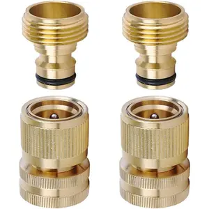 Brass Hose Quick Connect, 3/4 Inch GHT Thread Garden Hose Quick Connector No-Leak Water Hose Quick Connect Fittings Male and Female