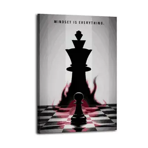 Chess Mindset Is Everything Artistic Wall Decor, Waterproof Canvas Poster, Cute And Vibrant Poster for Bathroom, Living Room, Bedroom, Dorm, A Perfect Gift Idea for New Year Home Decor