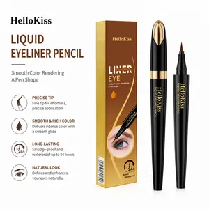 HelloKiss Long-Lasting Waterproof Eyeliner Pen - Ultra-Fine Nib, Ultra-Smooth, Smudge-Proof, Vegan Formula Cosmetic - All-Day Stay Eyeliner Pen for Evening Makeup