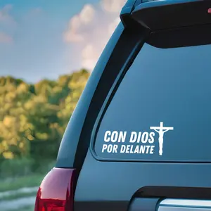 Con Dios Por Delante Decal - Spanish Faith Decorative Car Decal for Home or Event Use Stickers - Waterproof & UV Resistant