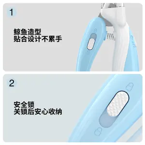 Pet Nail Clippers Dog Nail Cutter, Cat Nail Clipper LED Electric Nail Grinder Pet Supplies Cat Nail Clipper with Adjustable Trimming Hole & Hidden Nail File | Safe Toenail Trimmer for Kittens & Indoor Cats | Anti-Splash Claw Cutter for Pet Grooming (Blue)
