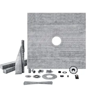 VEVOR Shower Curb Kit, 72"x72" Shower Pan Kit with 2" PVC Central Flange, 4" Stainless Steel Grate, Waterproof Shower Curb & Membrane & Strip, Shower Pan Slope Sticks Fit for Bathroom