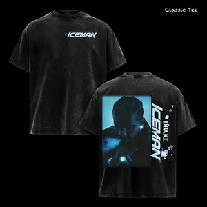 Drake Iceman 2026 Album Tee, Vintage Washed Oversized Graphic T Shirt, Blue Ice Rap Streetwear, Heavyweight Cotton Hip Hop Fashion Shirt, Double Sided Urban Casual Tee Gift For Men Women Fans
