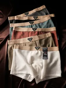 Men's Gingham Boxer Briefs, Stretchy Comfortable Soft Classic Knit Underwear, Casual Fitted Design for All Seasons, Home Wear Essentials, Breathable Soft Underwear, Breathable Undergarments