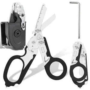 【6-in-1 Trauma Shears】Foldable EMT Scissors + Seatbelt Cutter + Glass Breaker! Stainless Steel Multi-Tool for First Aid, Camping & Emergencies