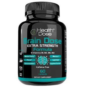 Health Dose Brain Dose, Natural energy & Vitamins Supplement For Men & Women. nutritional support fitness dietary neuro Healthcare Edible