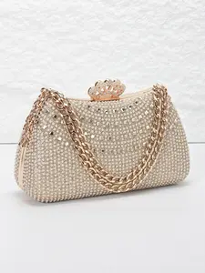 Luxury rhinestone ladies evening bag handbag, party clutch, Elegant clutch, pearl rhinestone handbag, with shoulder strap can be shoulder crossbody bag, suitable for wedding, evening party, formal occasions