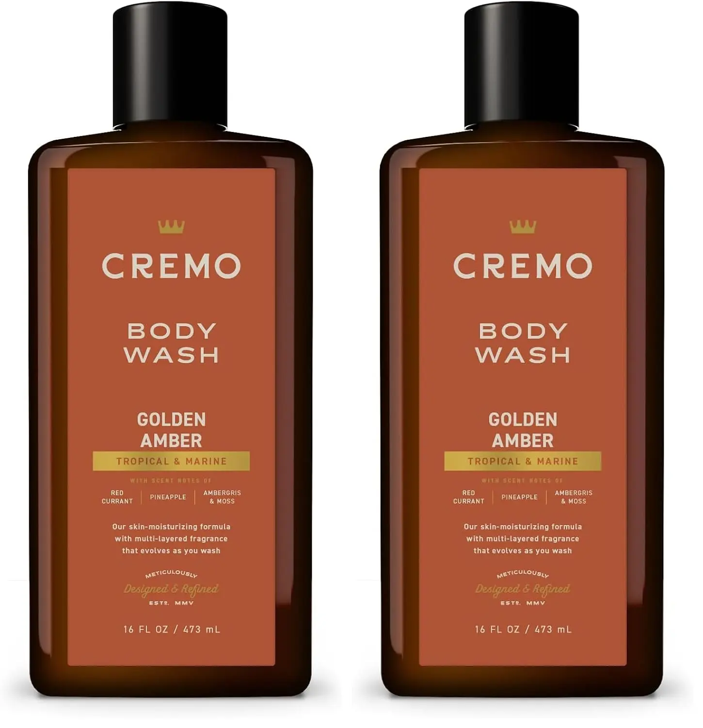 Cremo Body Wash for Men, Rich-Lathering Golden Amber, 16 Fl Oz (Pack of 2)
