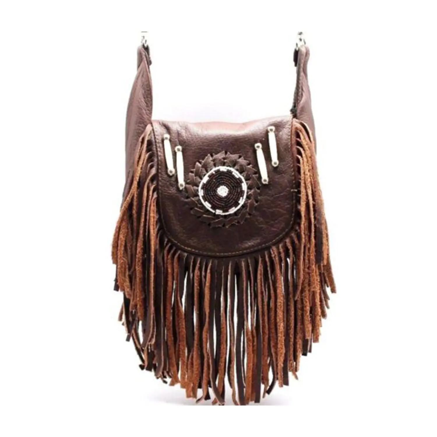 Leather Boho Fringe Crossbody Bag – Handcrafted Purse