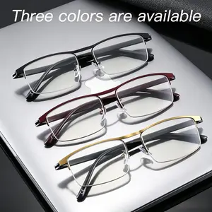 3-pack lightweight, stylish reading glasses with progressive multi‑focus and blue light blocking, rectangular metal semi‑frame design, TR temples, comfortable fit that doesn’t pinch the face, unisex. daily