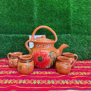 Cafetera Clay Traditional Mediana Set Coffee (4 Tazas Tradicionales, 1 Cafetera).