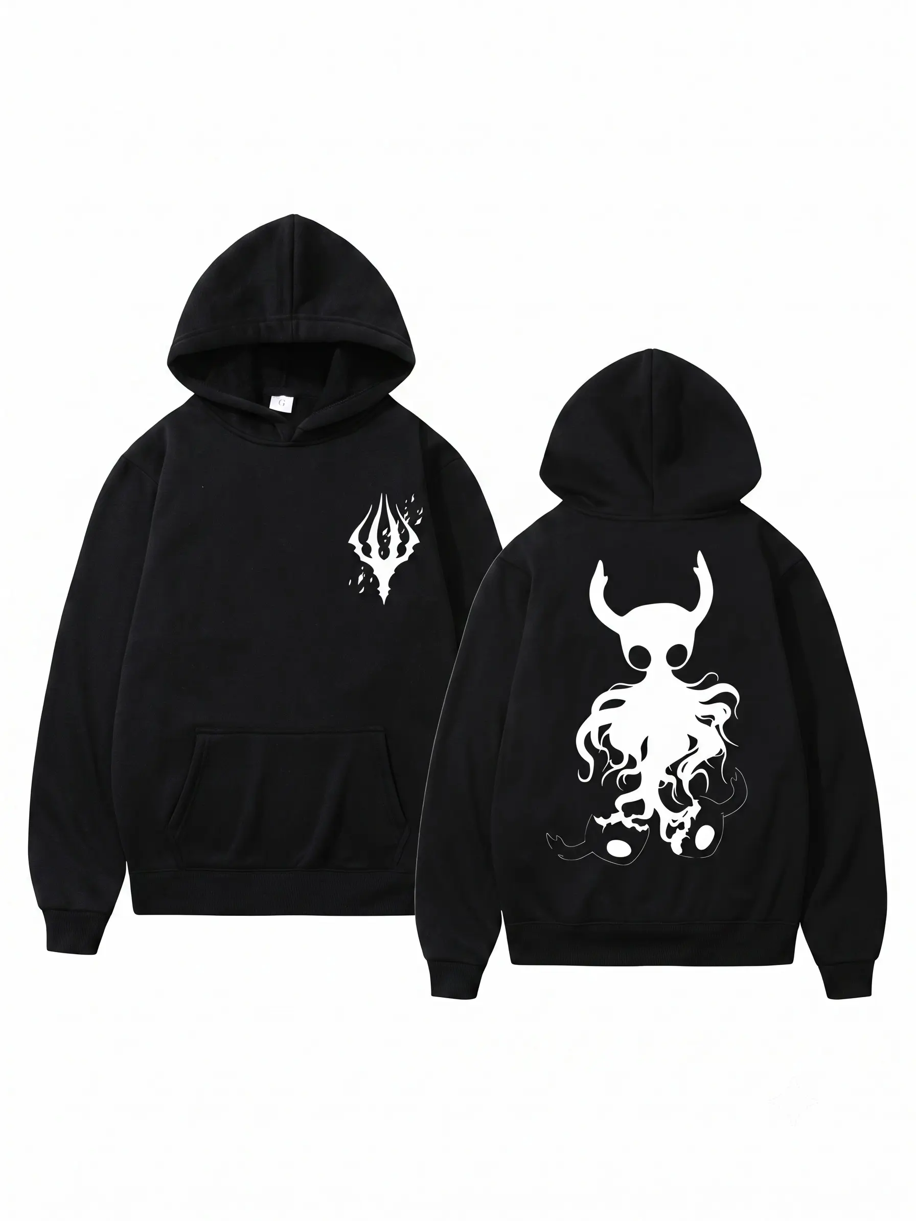 Unisex Hollow Knight Graphic Hoodie - Gothic Game Aesthetic Long Sleeve Tops, Retro Street Wear Piece, Comfortable Everyday Fit Autumn Winter Casual Sweatshirt