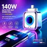 140W Type-C Physical-Disconnect Digital Handheld Power Bank - Smartphone Accessory with Auto-Eject, Smart Auto-Stop, Anti-Overcharge Tech, Green Light, High Compatibility for Safe Overnight Use (Includes Screenless Bluetooth Earbuds, Hair Curlers)