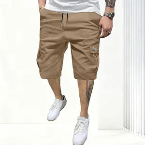 Men's Casual Cargo Shorts Classic Stretch Waistband Drawstring Outdoor Work Shorts with Multiple Pockets