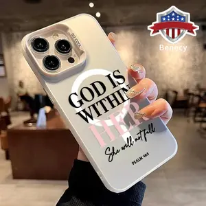Phone Case for iPhone 15 16 14 Pro Max 13 12 11 XR XS Plus God Is Within Her Pattern Matte Military-Grade Drop Protection Silicone Cover Cellphone Protective