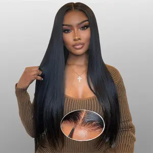 Cliclihair Glueless Wigs Human Hair Pre Plucked Pre Cut 7x4 Straight HD Transparent Lace Front Wigs for Women Quick Easy Wearable