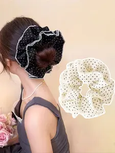 Women's Elegant Polka Dot Fabric Hair Accessory, Four-Layer Bow Design, Suitable for Daily Wear &, Perfect Gift Idea, Scrunchie