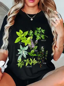 100% Cotton Unisex Herbs Types Plants T-Shirt Gardening Tee & Gifts Casual Graphic Printed Tee Casual Top