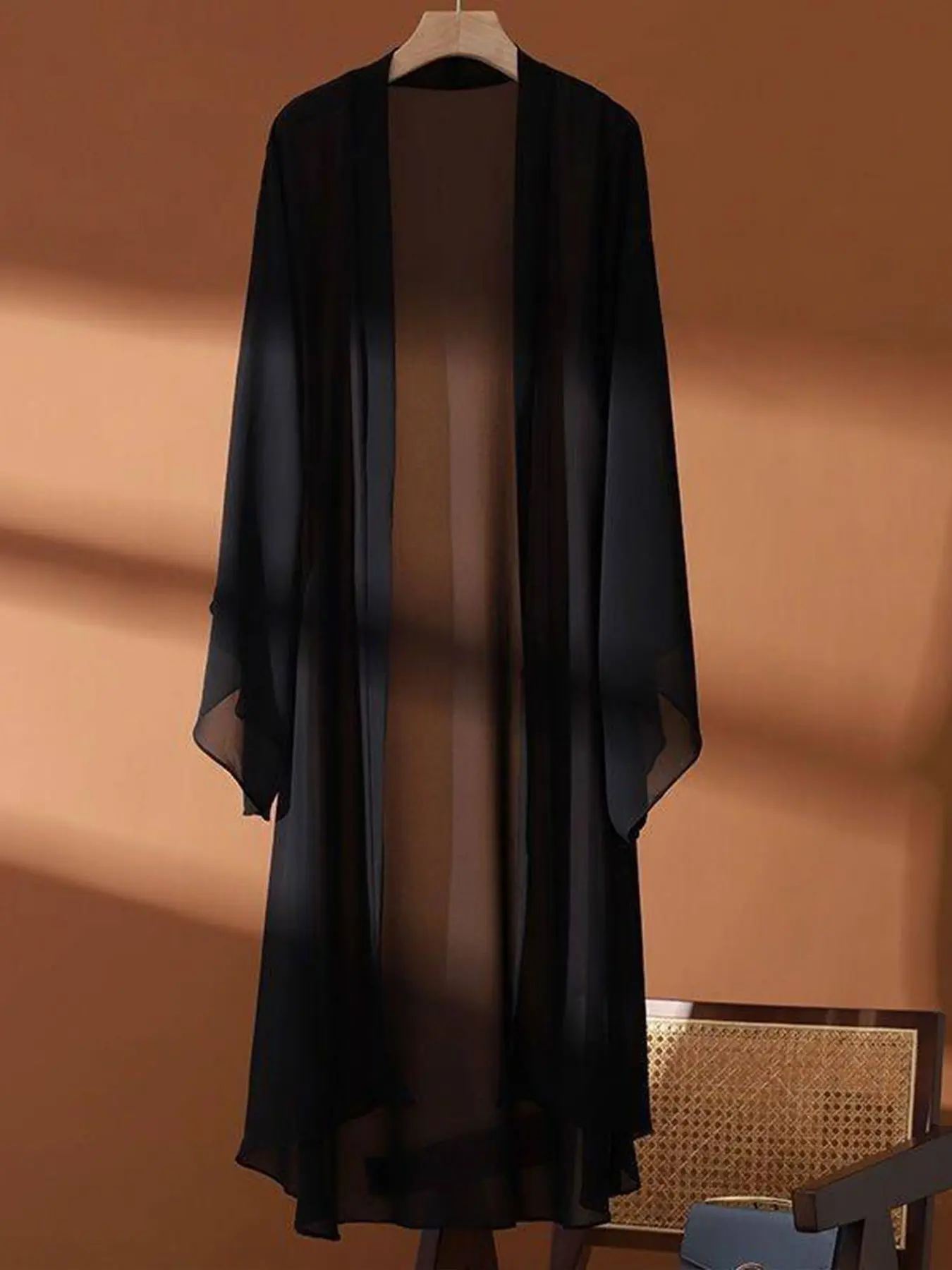 Long Chiffon Fitted Cardigan for Women Summer Thin Sun Protection Air Conditioning Shawl Outerwear New Style Womenswear