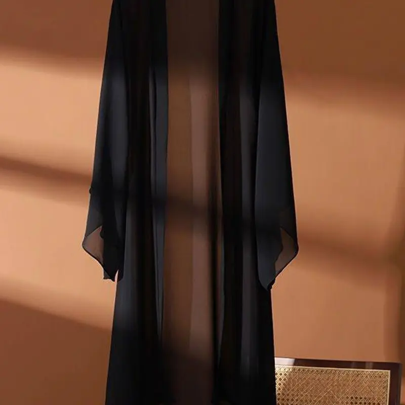 Long Chiffon Cardigan for Women, Thin Summer Sun-Protection Shawl, Lightweight Cover-Up Outerwear, Fit, Clothes
