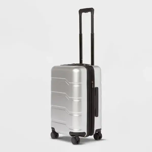 Open Story Silver Carry On Hardside Luggage, Carry On Luggage with Rolling Wheels