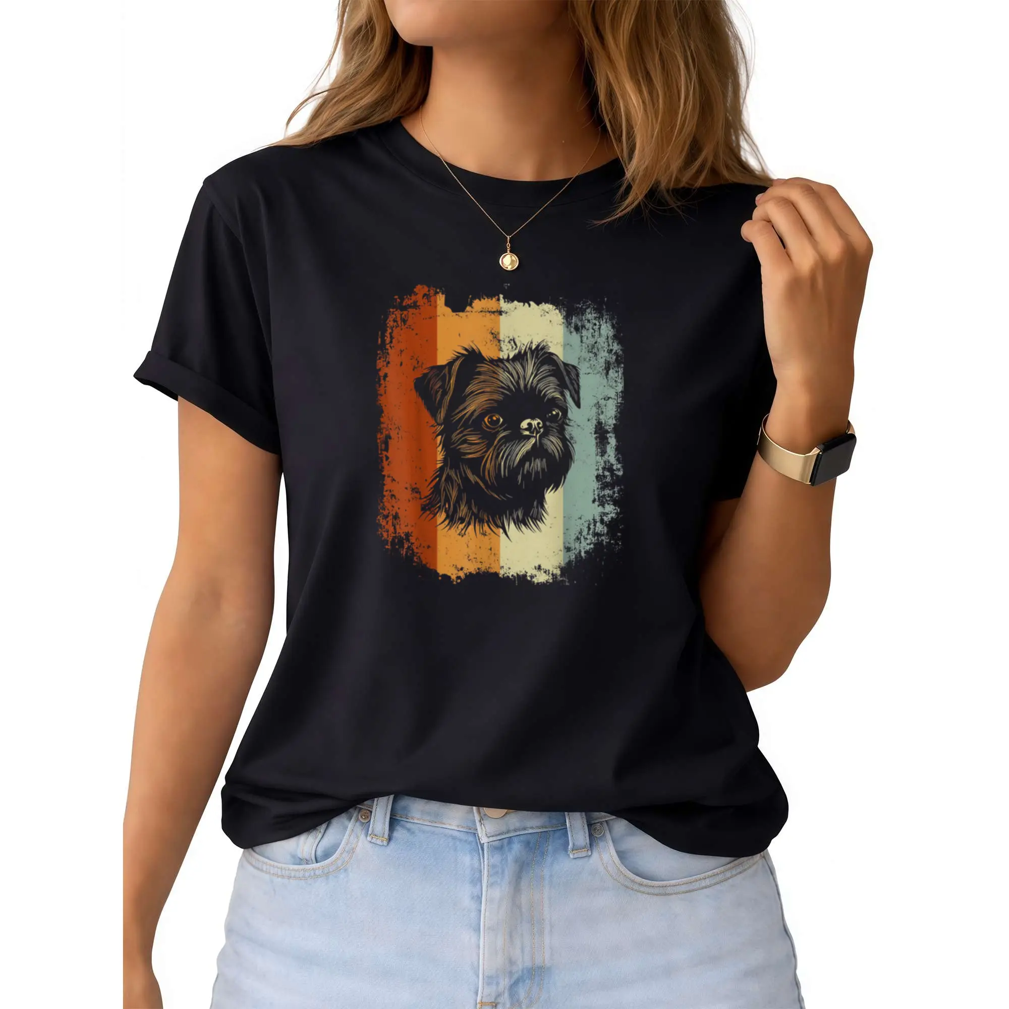 Retro Style Brussels Griffon Dog T-Shirt
