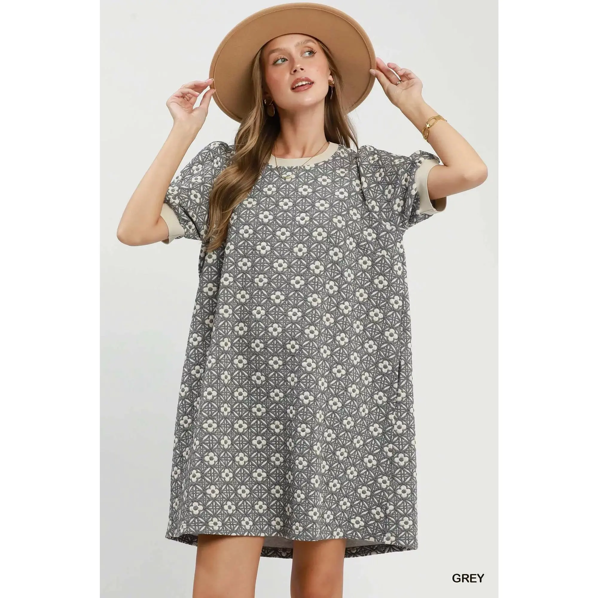 Umgee Women's Feminine Printed Babydoll Mini - Breathable Polyester Spandex Blend, Slightly Stretchy with Pockets, Vintage, Casual