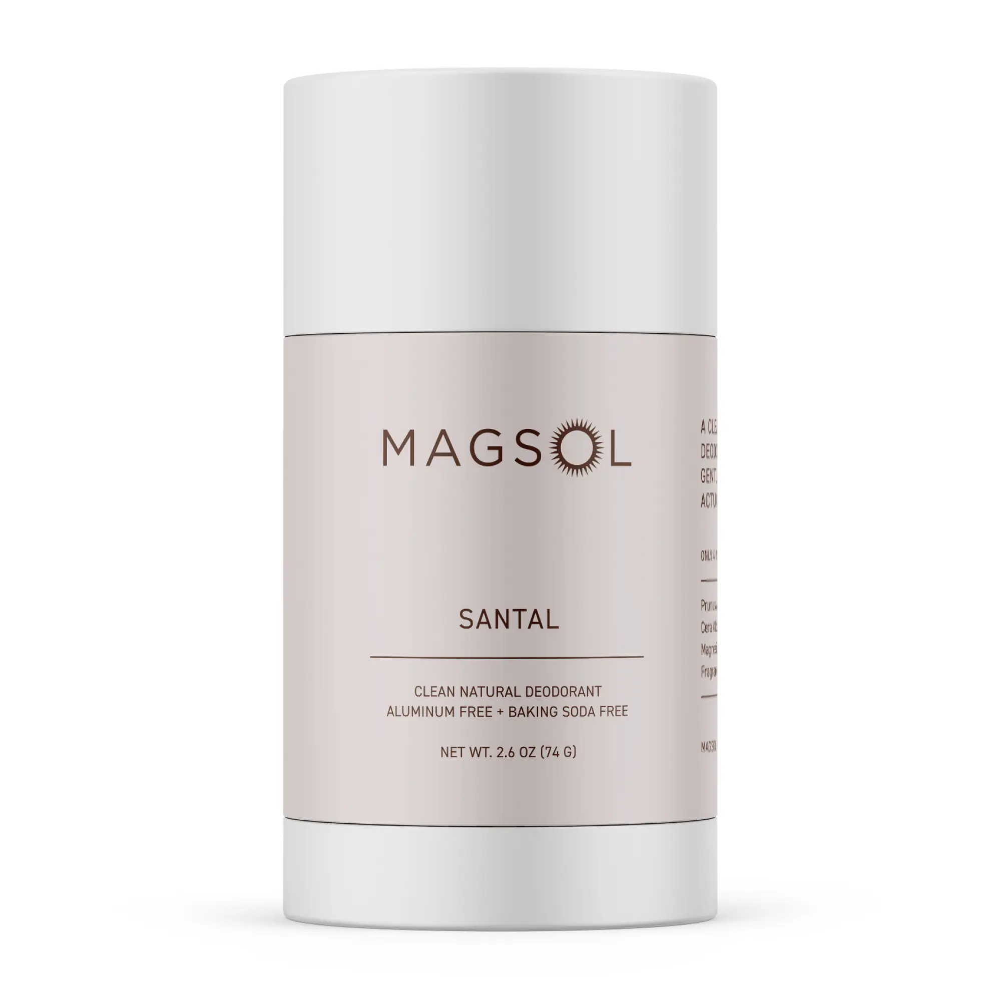 MAGSOL Natural Magnesium Deodorant - Santal | Aluminum Free and Baking Soda Free