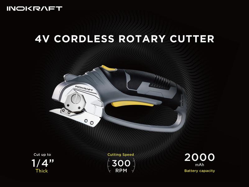 InoKraft 4V Cordless Rechargeable Electric Scissors, Box Cutter, Fabric Scissor, Rotary Cutter for Cardboard Carpet Leather Plastic