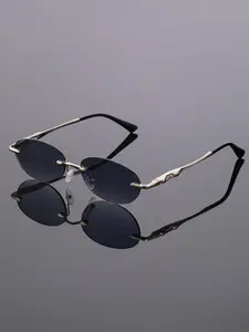 New Oval Frameless Fashion Glasses, High-Quality Spring Leg Design, Unisex Daily Wear, Simple Style, Elegant Decorative Eyewear