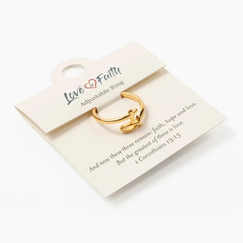 Love in Faith Women's Christian Gold-Plated Adjustable Rings - Beautiful Elegant Fashion Finger Rings, Gold Accessories for Adult Females, Christian Gifts for Mom & Friends, Beautiful Rings