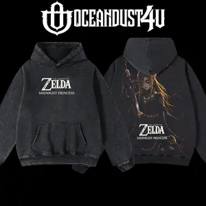 OceanDust4U Menswear Apparel The Legend of Zelda Twilight Princess Midnight Princess Hoodie, 100% Premium Cotton, Oversized Fit, Pre-Washed, Unisex