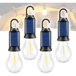 Solar LED Camping Lights with Hook – Type-C Rechargeable, IPX4 Waterproof, 3 Lighting Modes (High/Low/Strobe), 18650 Lithium Battery, Solar-Powered, Sleek Design– Portable, Durable Tent Lights for Hiking,Backpacking,Adventures,Hurricane Emergency Lighting