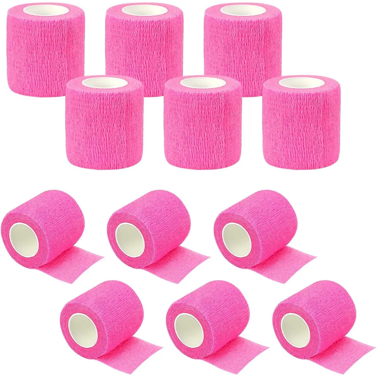 12 Rolls Athletic Pre Wrap Tape,2 Inch x 5 Yards Self Adhesive Bandage Wrap Cohesive Wrap Bandages for Athletic Baseball Wrist Tape,Sports,Pets,Wrist,Ankle,Hands Knees (Pink)