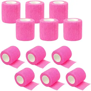 12 Rolls Athletic Pre Wrap Tape,2 Inch x 5 Yards Self Adhesive Bandage Wrap Cohesive Wrap Bandages for Athletic Baseball Wrist Tape,Sports,Pets,Wrist,Ankle,Hands Knees (Pink)