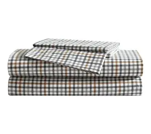 Eddie Bauer Gri ffin Plaid Beig e Cotton Percal e King Sheet Se
