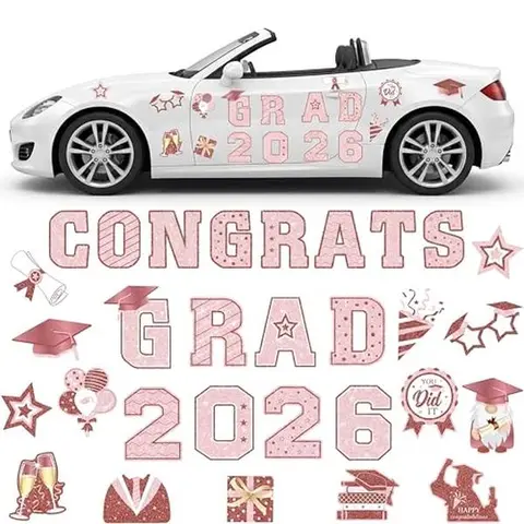 2026 Graduation Car Magnets Congrats Grad Magnetic Bumper Stickers Refrigerator Decals Senior Car Decorations for Car Refrigerator Garage Door