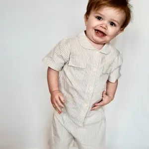 Carter Pinstripe 2 Piece Button-Up Cotton Set