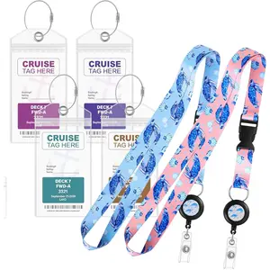 2 Cruise Lanyards+4 Water-Resistant Luggage Tag Holders |  for Couples | Compatible with Carnival, Princess, Norwegian (NCL), P&O, Holland , MSC, Costa Cruise Lines