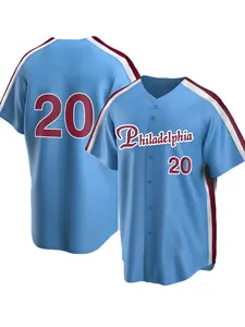 Men's Vintage Blue Baseball Jersey, Embroidered V Neck Short Sleeve Training Top, Loose Fit Sportswear for All Seasons