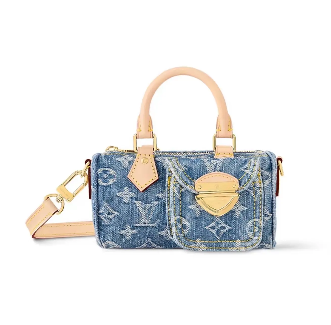 Pre-owned Louis Vuitton Speedy Nano Blue Denim Chip Version 2604698