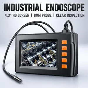 8mm Dual Lens Endoscope, 4.3 Inch Screen, Handheld Car Inspection Tool, 1080P HD Pipe Camera, Automotive Repair Diagnostic Mirror