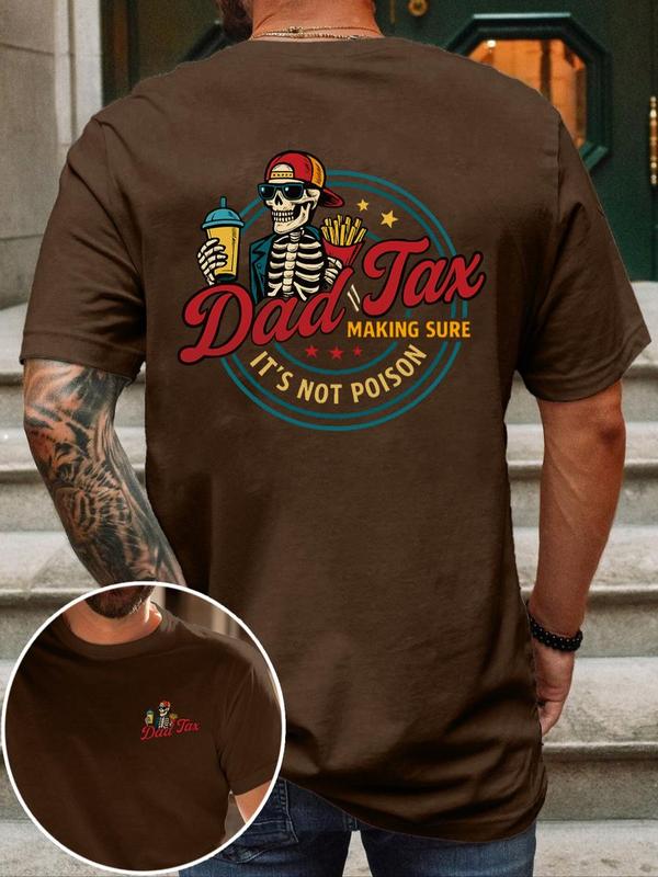 Men's Regular Fit Skeleton Print Round Neck Tee, Casual Short Sleeve Crew Neck T-shirt for Summer, Fashion Men's Top for Daily Wear, Tropical