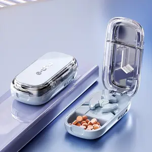 Portable 2-In-1 Pill Cutter for Precise Cutting, Converts to Storage, Vitamin Organizer, Ideal for Travel, Home, and Medical Use, Includes Centering Device