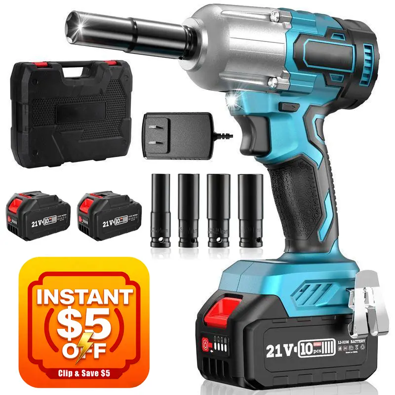 Free shipping 1/2 Cordless Impact Wrench 3-In-1 High Torque Impact Gun with 2x 3000mAh Li-Ion Battery 5 Impact Sockets 8 Drills 10 Screws Tool Case for Car Lug Nuts